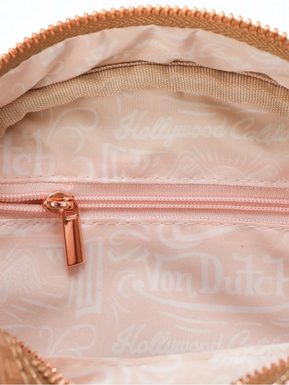 Von Dutch Metallic Rose Dome Satchel in Rose Gold
